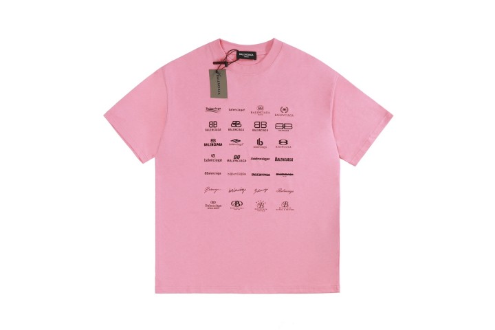 Balenciaga Logo-Print T-shirt Pink