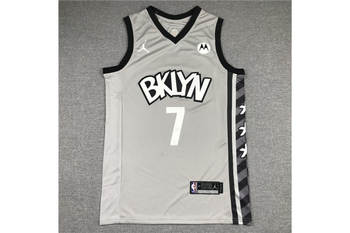 Brooklyn Nets Kevin Durant 7 Grey Jersey New Logo