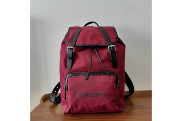 Burberry Logo Print Backpack Burgundy