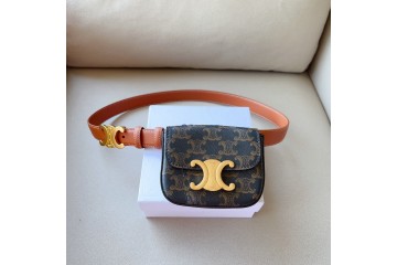 Celine  TRIOMPHE leather Mini Waist Bag Triomphe Tan
