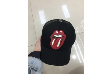 Chrome Hearts x Rolling Stones Leather Patch Trucker Hat Black