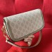 GUCCI Horsebit 1955 Shoulder Bag Beige and white