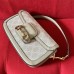 GUCCI Horsebit 1955 Shoulder Bag Beige and white