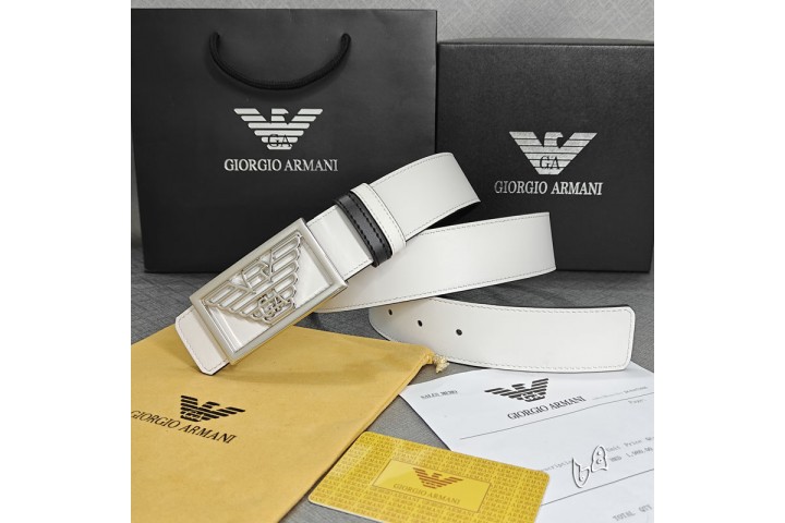 Giorgio Armani leather belt white