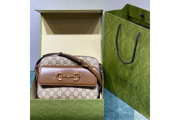 Gucci Horsebit Small Shoulder Bag Beige Ebony