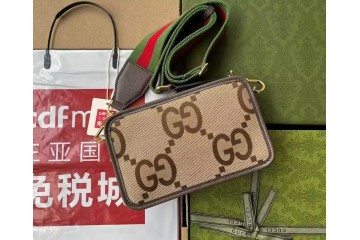 Gucci Jumbo Camel Ebony Canvas GG Mini Bag