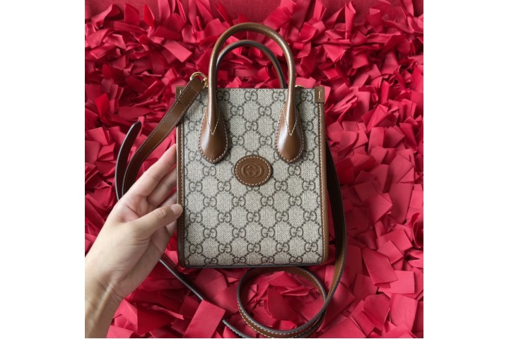 Gucci Mini Tote Bag with Interlocking G Beige Ebony
