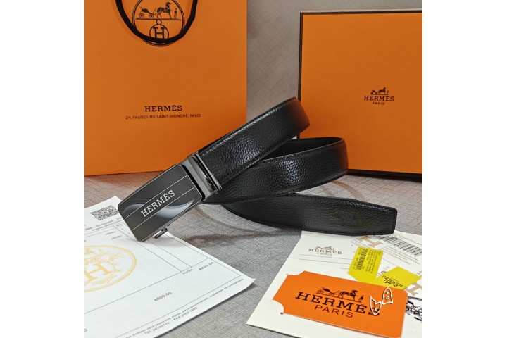 Hermes classical leather belt black