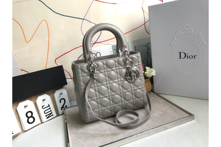 Lady Dior Gray Cannage Embroidery