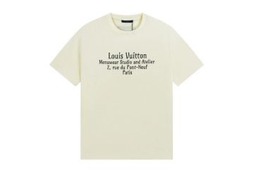 Louis Vuitton Crewneck Letter Printed T-shirt Apricot