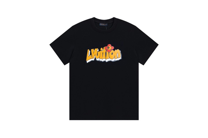 Louis Vuitton L.Vuitton Logo Embroidered T-shirt Black