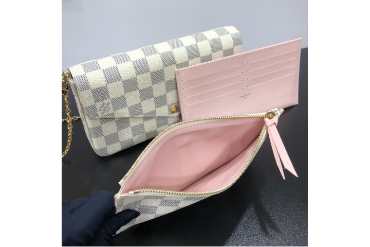 Louis Vuitton Pochette Felicie Damier Azur Rose Ballerine Lining