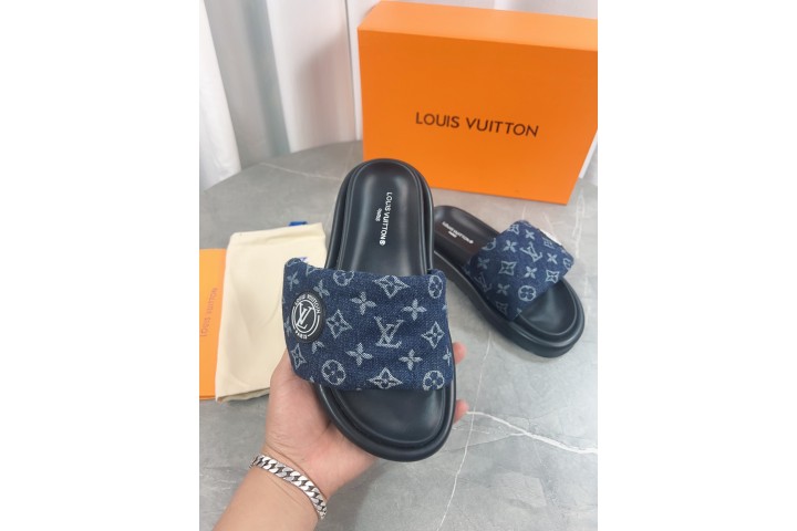 Louis Vuitton Pool Pillow Comfort Mule Monogram Denim Blue