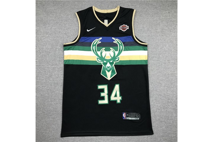 Milwaukee Bucks Giannis Antetokounmpo Jersey 34 City Edition Black