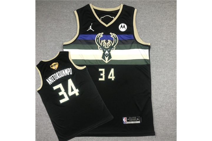 Milwaukee Bucks Giannis Antetokounmpo Jersey 34 NBA Finals Black