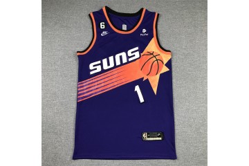Phoenix Suns 1 Devin Booker Basketball Jersey Purple