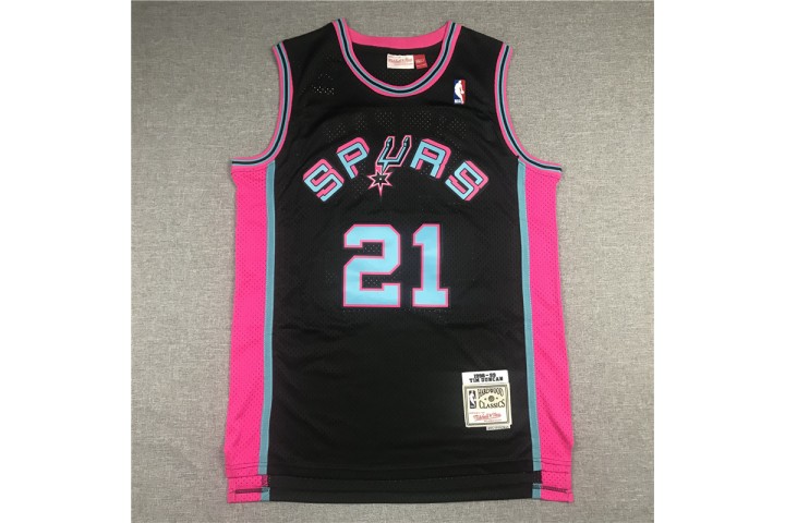 San Antonio Spurs Tim Duncan 21 Black Hardwood Classics Jersey