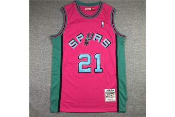 San Antonio Spurs Tim Duncan 21 Pink Hardwood Classics Jersey