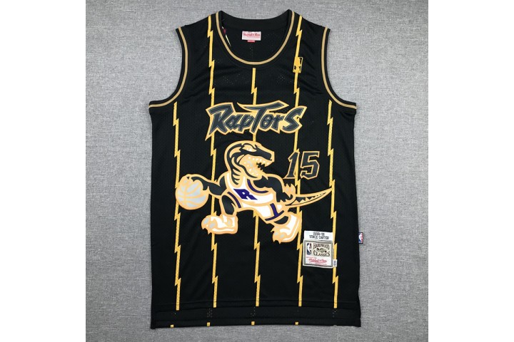 Vince Carter Toronto Raptors 15 Black Gold Hardwood Classics Jersey