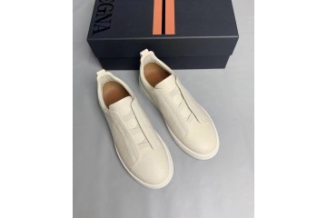 Zegna Triple Stitch white leather sneaker